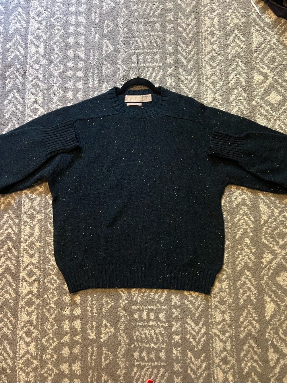 Vintage Christopher Hayes 100% Shetland Wool sz L Made in Ireland Green (S200) - Picture 4 of 6